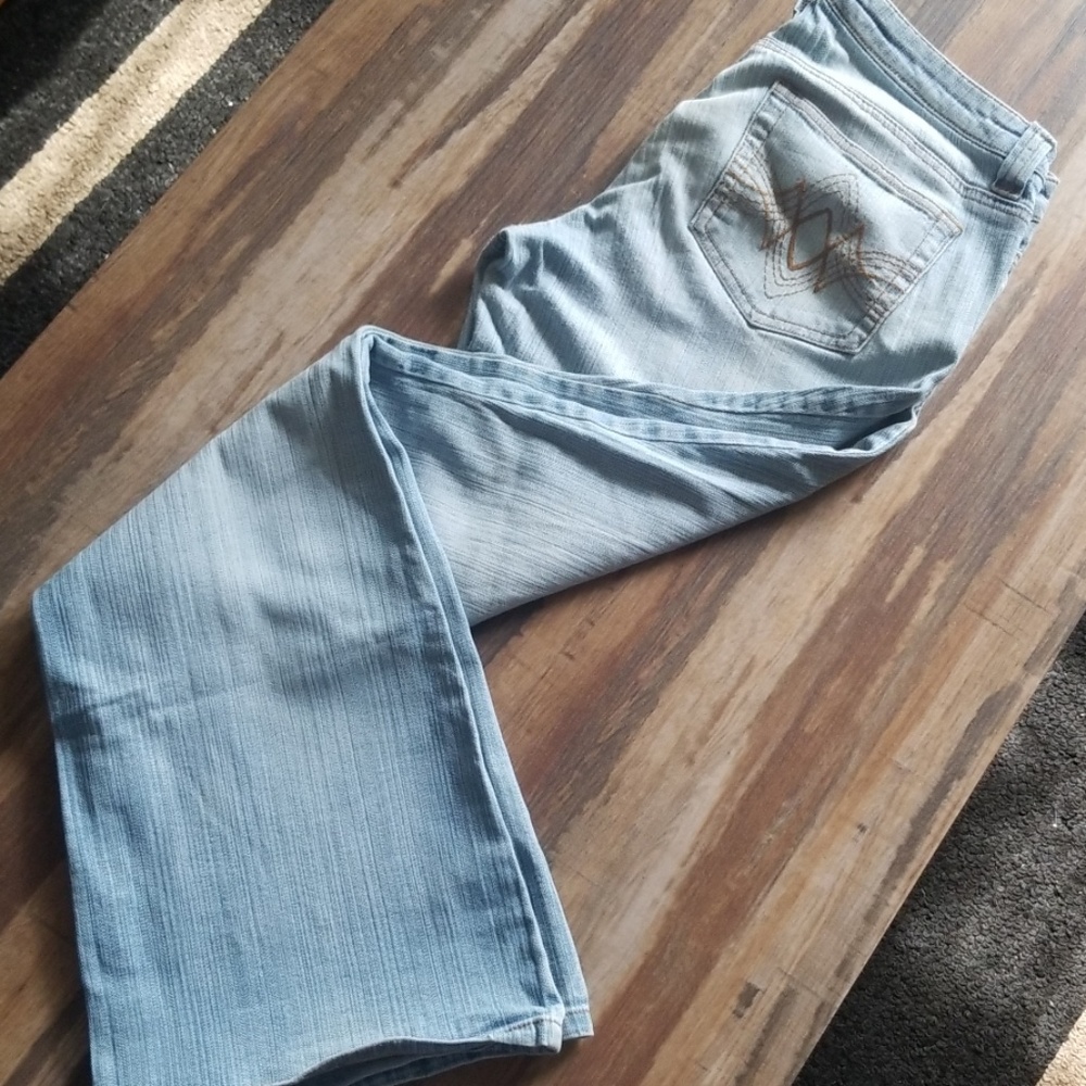 Light Wash, Distressed Bootcut Jeans